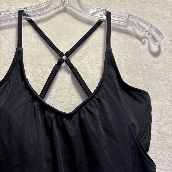 Athleta Blousy Tankini Swim Top Built In Underwire Bra Black Women's 34 D/DD - Picture 7 of 16